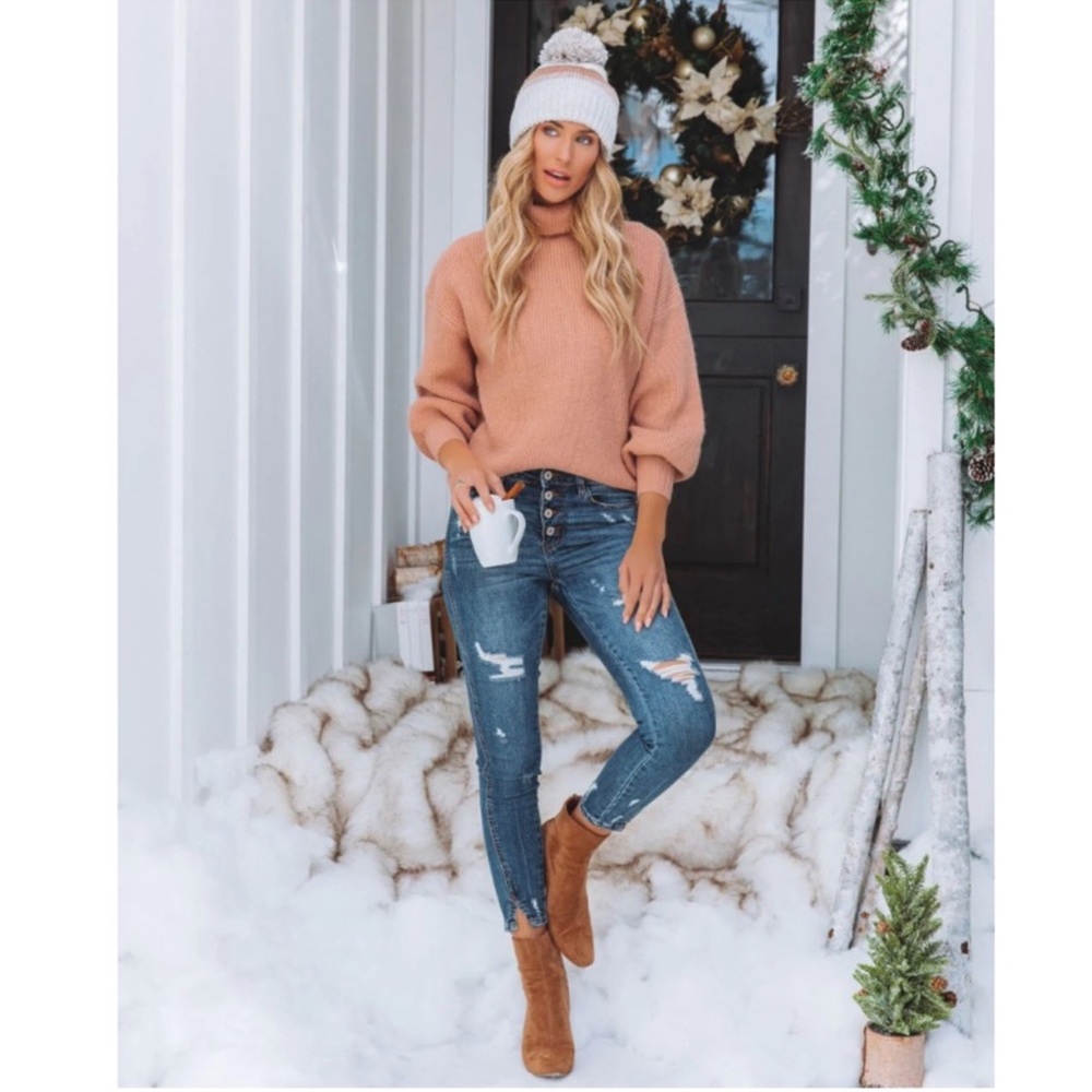 Vici Pink Cowl Neck Sweater